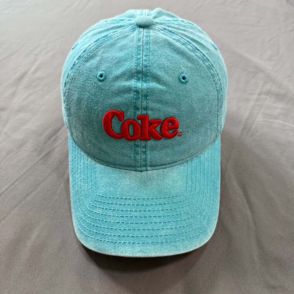 Coca-Cola Coke Turquoise Red Embroidered Logo Dad Hat Adjustable Cap
